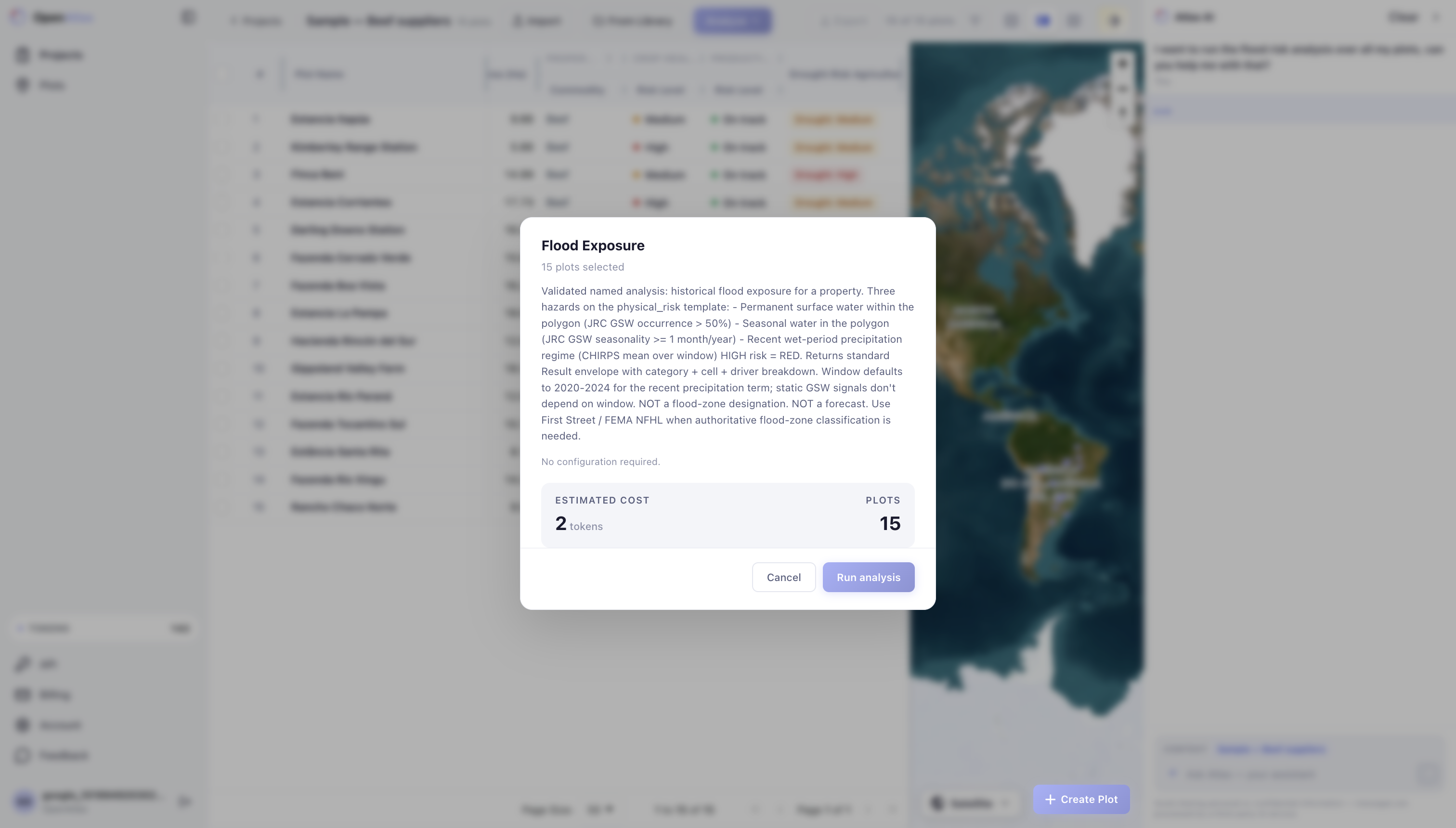 Atlas AI analysis confirmation modal
